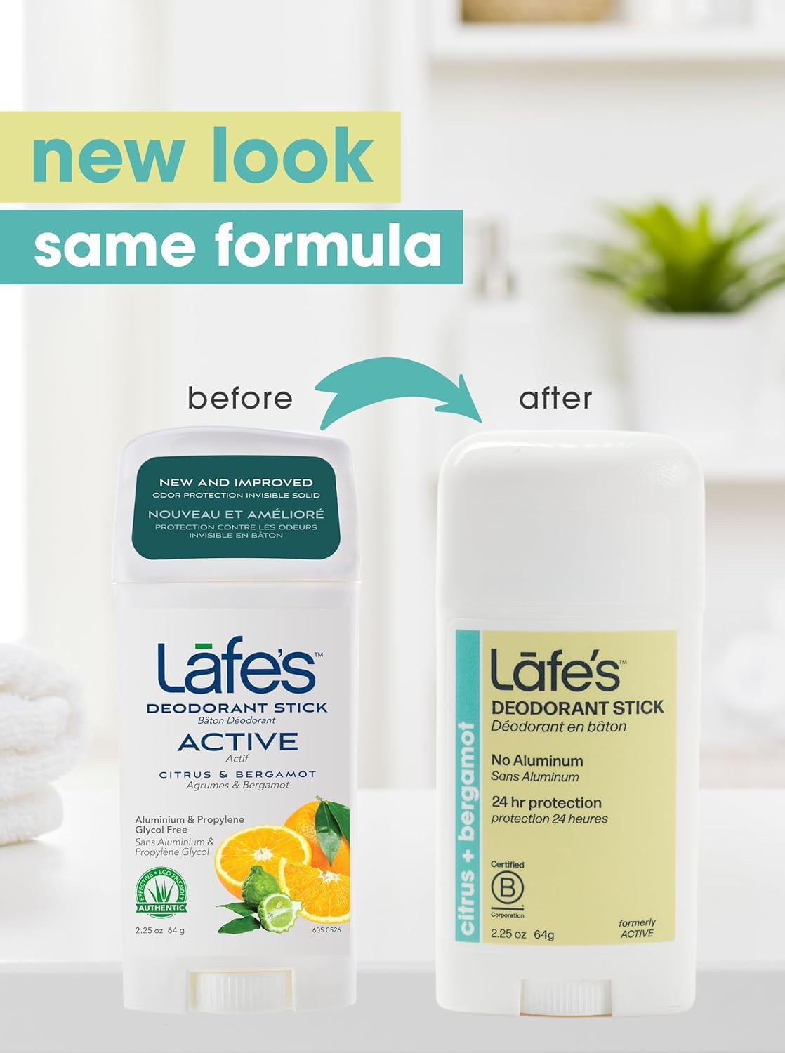 Lafe's Natural Deodorant | Aluminum-Free, Paraben-Free, Baking Soda-Free (2.25oz x2) Citrus & Bergamot