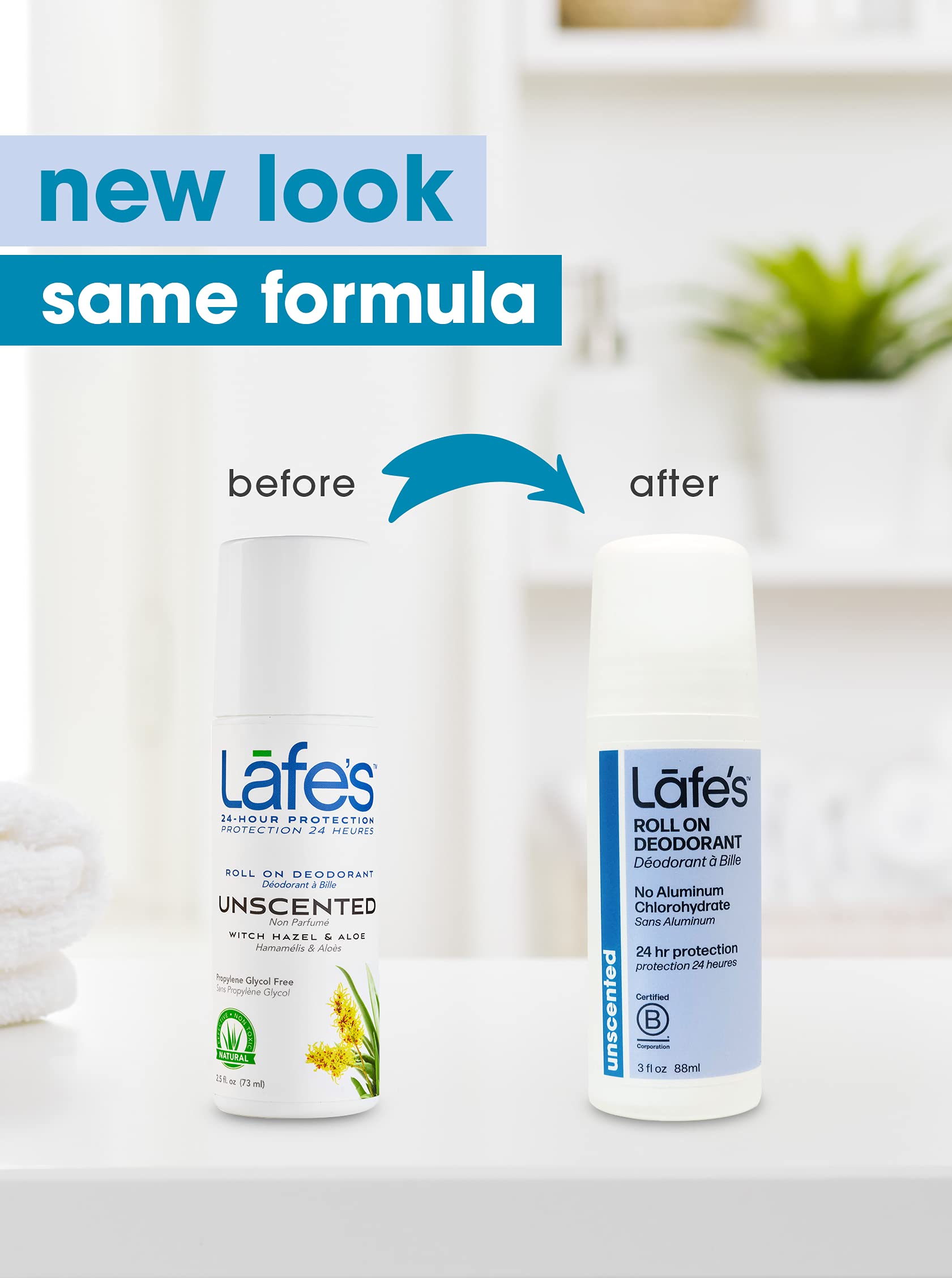 Lafe's Natural Deodorant Unscented Roll-On 3oz | Aluminum & Baking Soda Free | 6 Pack