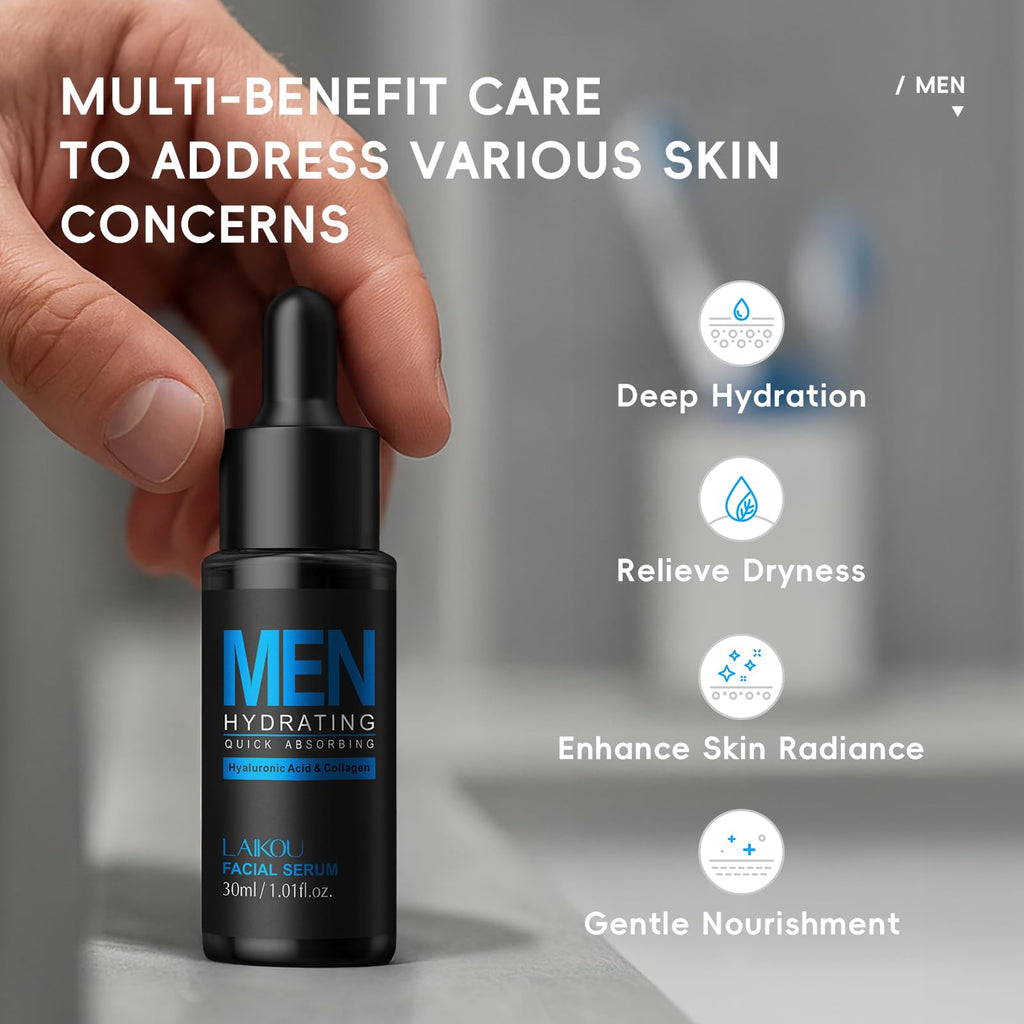 LAIKOU Men Skincare Set — Cleanser, Toner, Lotion, Eye Cream, Serum Gift Kit