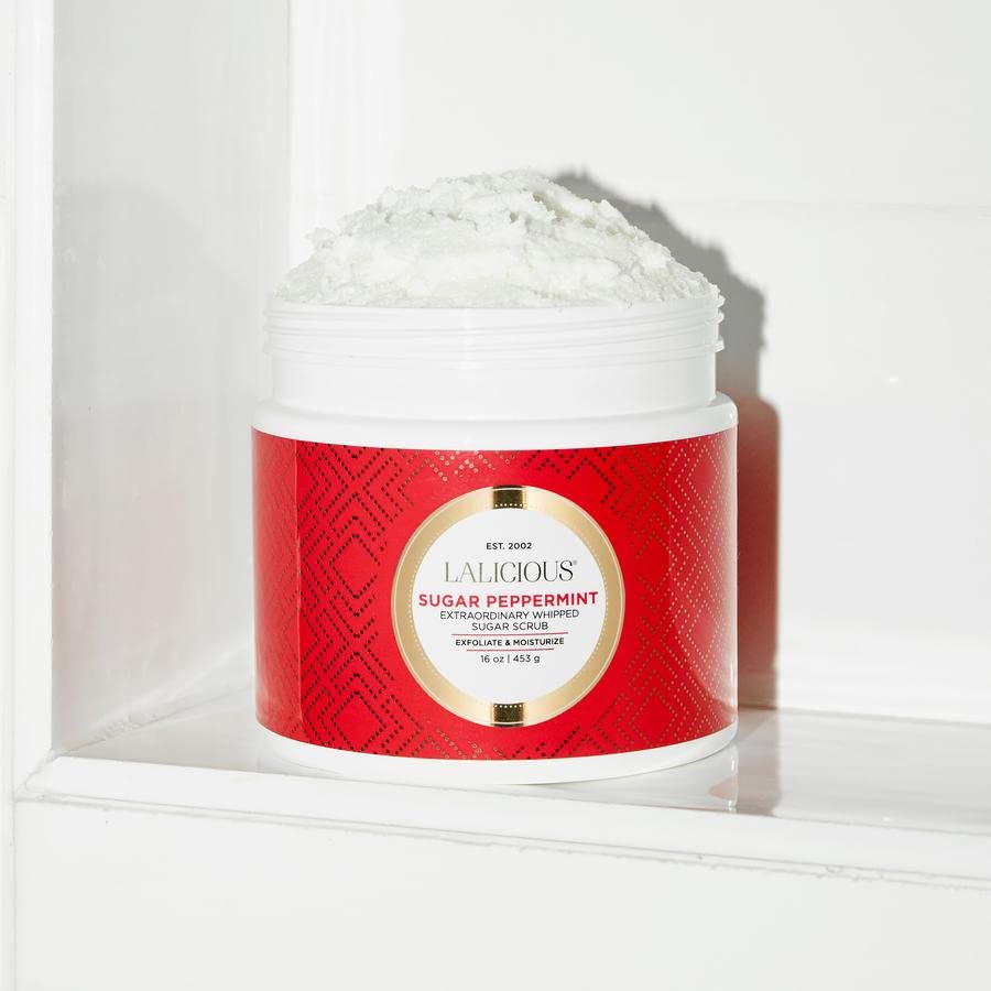 LaLicious Sugar Peppermint Whipped Scrub – Exfoliating Body & Foot Care (16 oz)