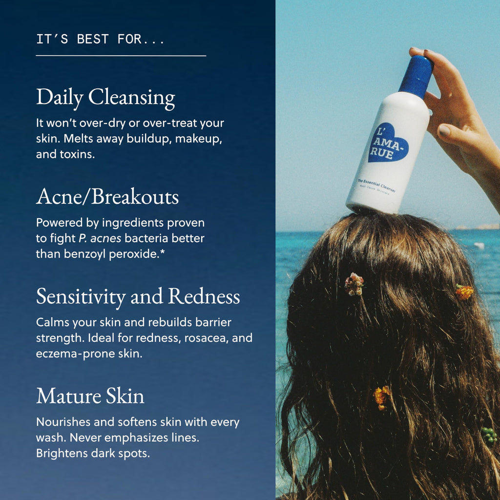 L'AMARUE Essential Cleanser — Gentle Daily Face Wash with Ceramides & Antioxidants (Vegan & Cruelty-Free)