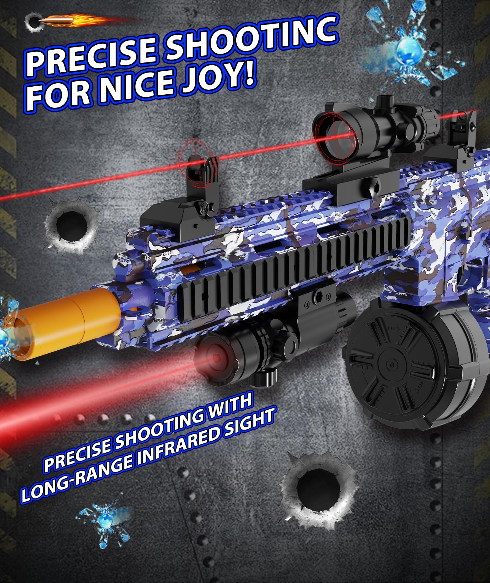 LAN ZHANG GUI Electric Gel Ball Blaster – High Speed 400–600rpm, 80–100ft Range, Goggles Included