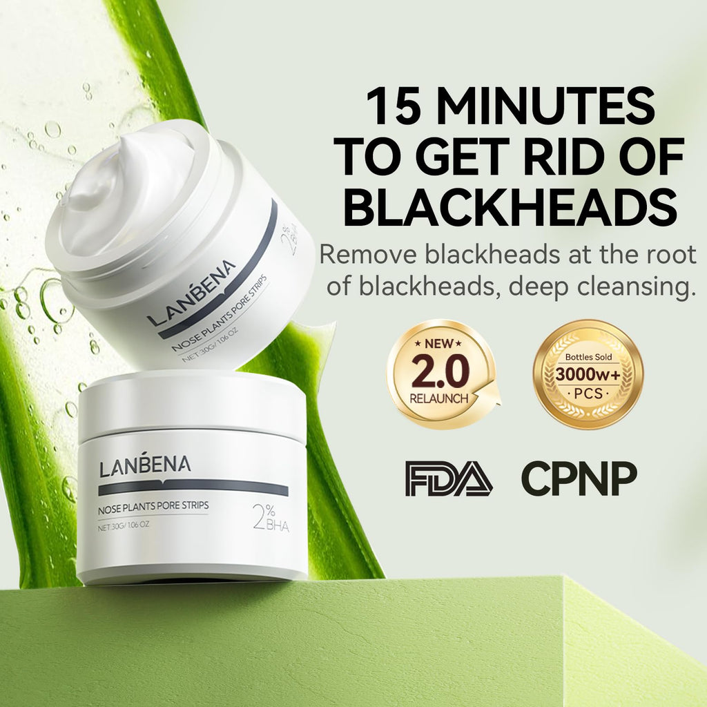 LANBENA Blackhead Remover Nose Strips 60 Pcs | 30 g Mask for Pore Cleansing and Skin Refinement