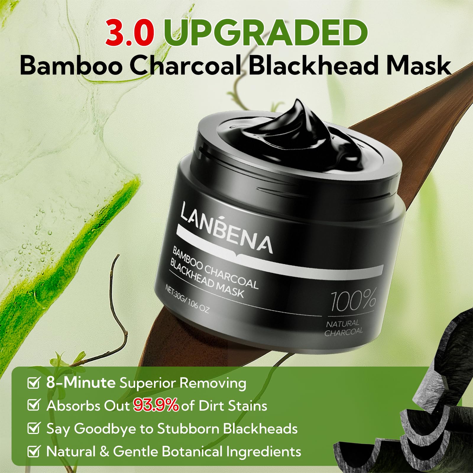 LANBENA Blackhead Remover Nose Strips 2.0 Upgraded – Deep Cleansing Peel-Off Mask, 60 Strips