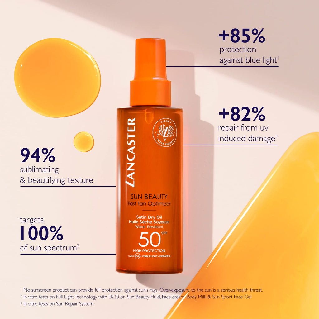 Lancaster Sun Beauty Satin Sheen Oil SPF30 – Fast Tan Optimizer, 5 Fl Oz