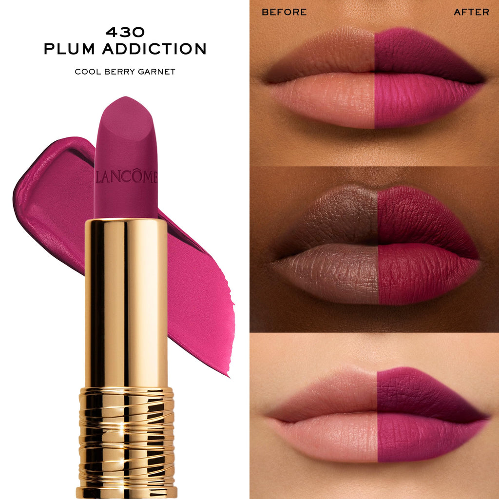 Lancôme L’Absolu Rouge Drama Matte Lipstick – Ultra Matte, 8HR Color, Ceramides & Hyaluronic Acid, Smudge-Resistant – 430