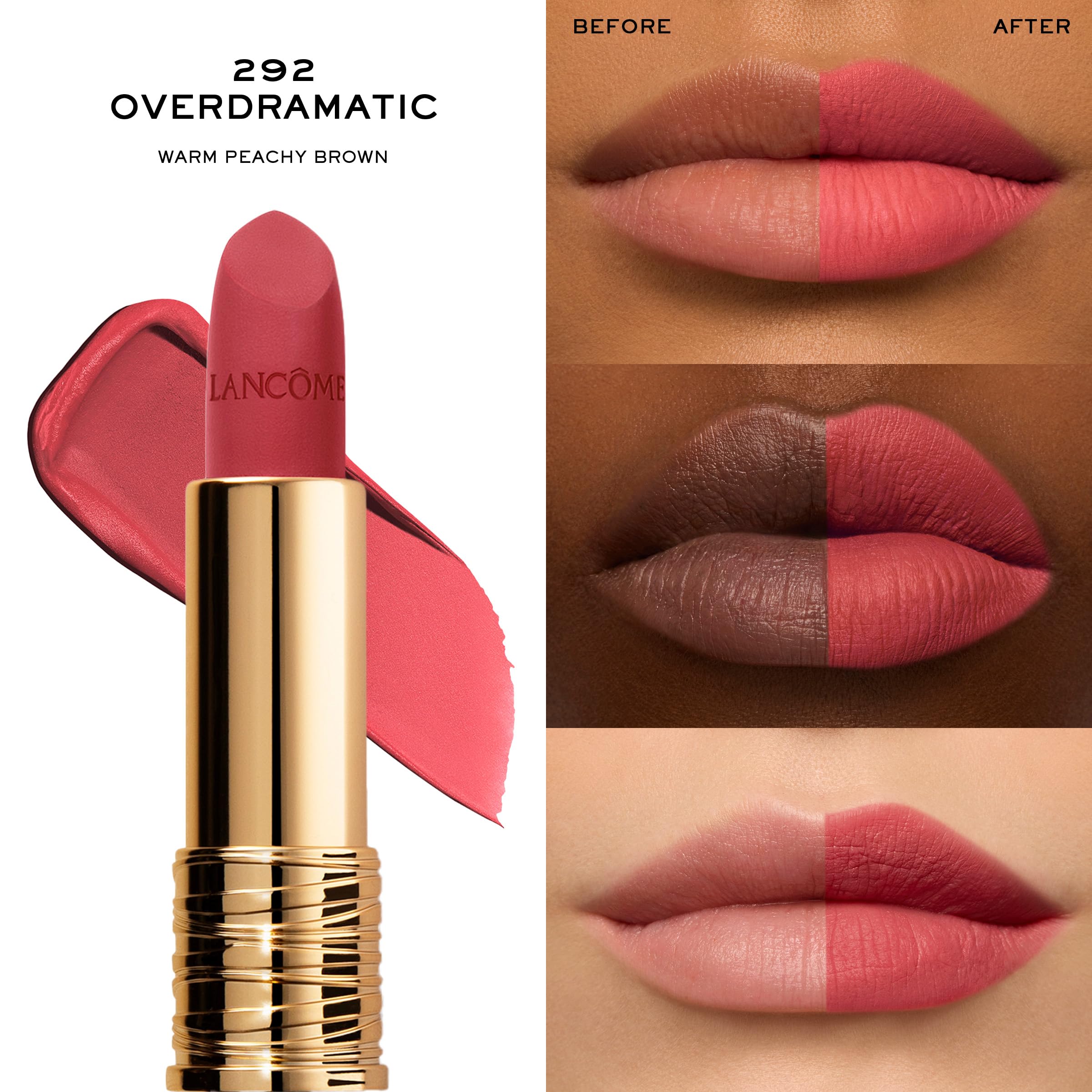 Lancôme L’Absolu Rouge Drama Matte Lipstick – Ultra Matte Finish, 8HR Full Coverage