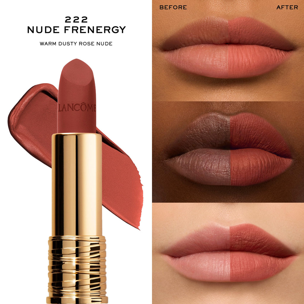 Lancôme L’Absolu Rouge Drama Matte Lipstick – Ultra Matte Finish, 8HR Full Coverage, Shade 222