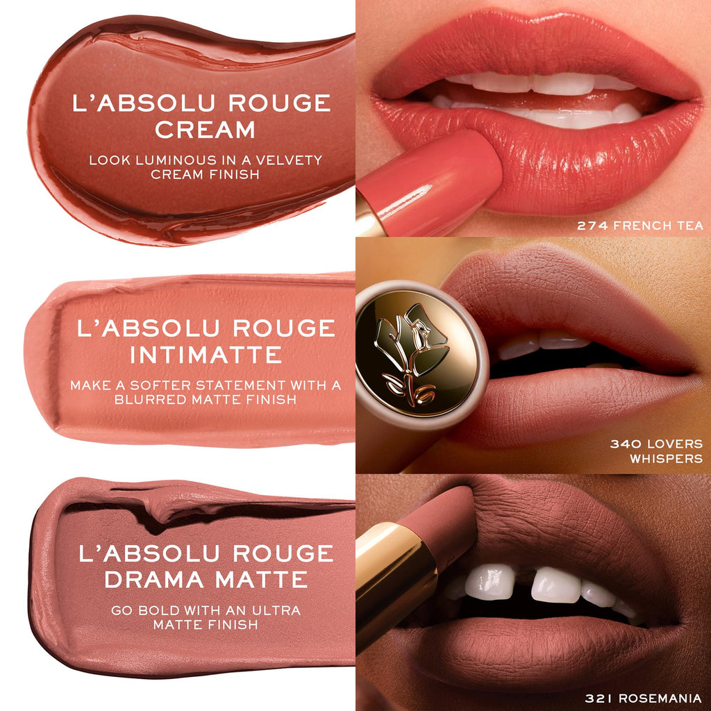 Lancôme L’Absolu Rouge Drama Matte Lipstick – Ultra Matte Finish, 8HR Full Coverage, Shade 222