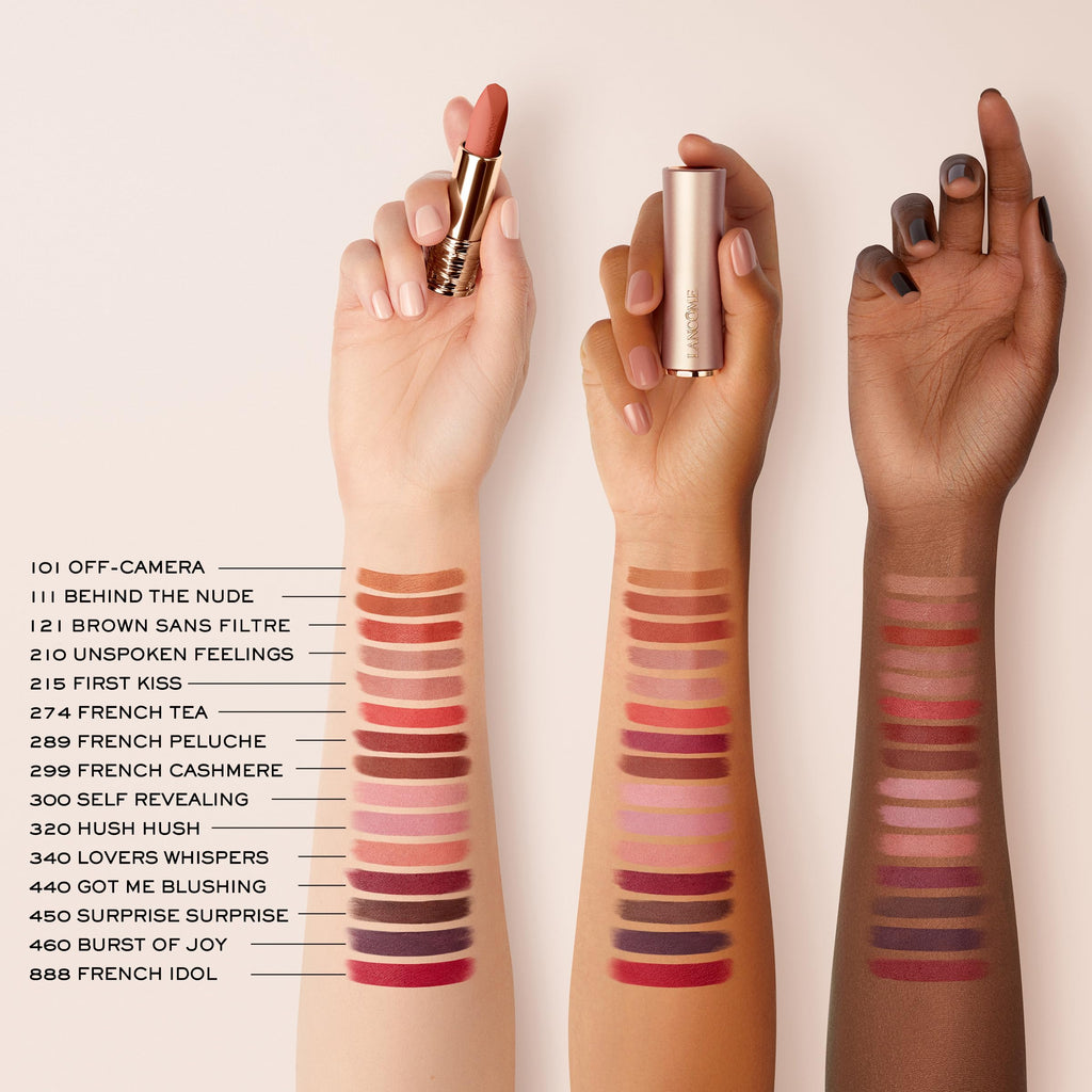 Lancôme L'Absolu Rouge Intimatte Hydrating Matte Lipstick – Buildable Color, Soft Matte Finish, Up to 12 Hours Hydration – 215 First Kiss