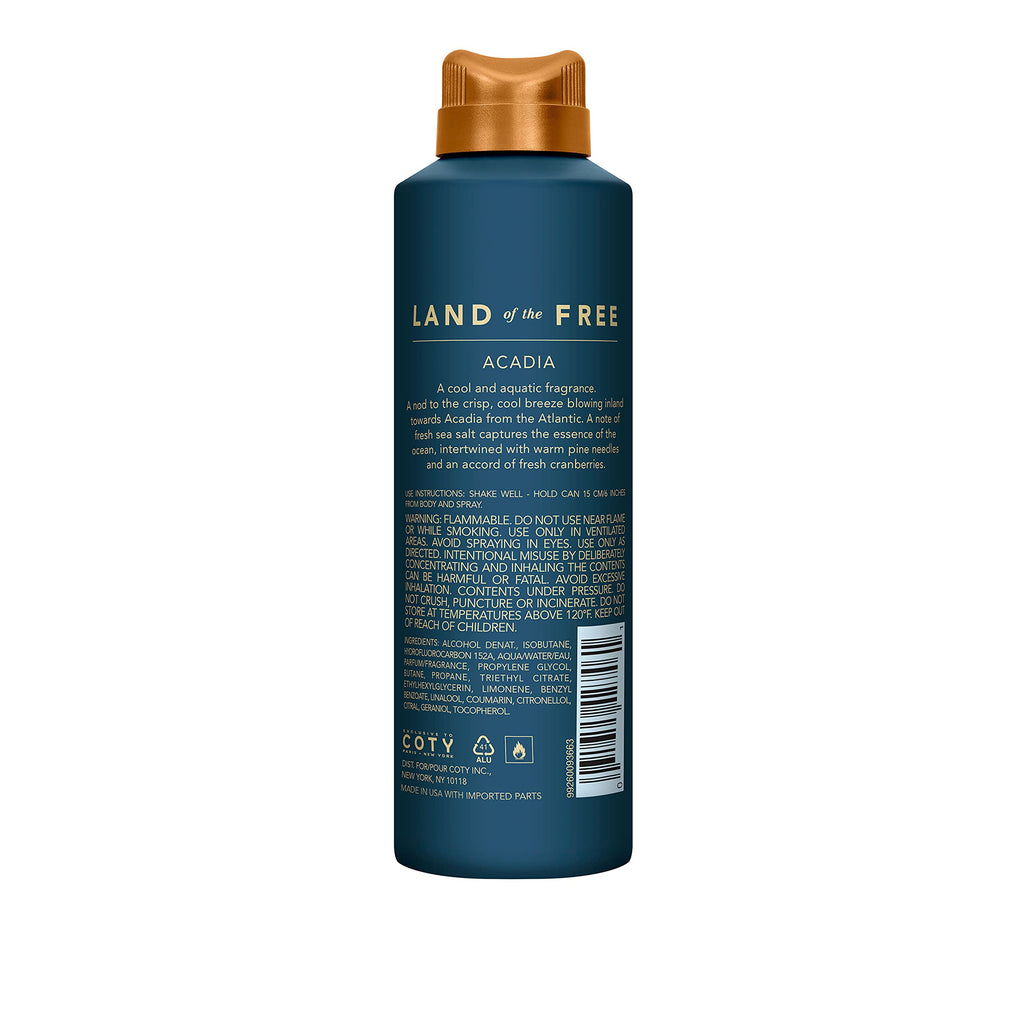 Land of the Free Acadia Body Spray – Oceanic Fresh Scent, 6 fl oz