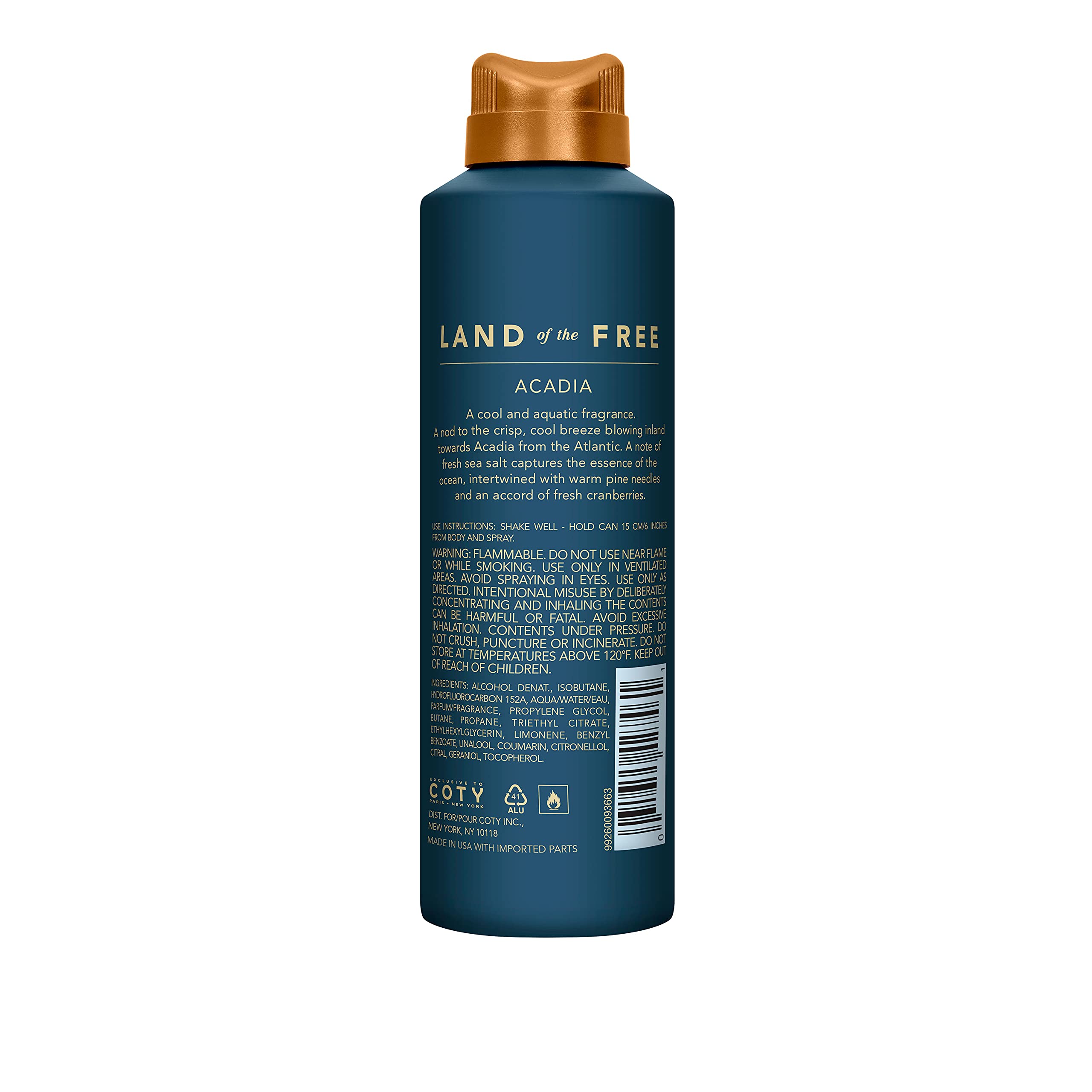 Land of the Free Acadia Body Spray – Oceanic Fresh Scent, 6 fl oz