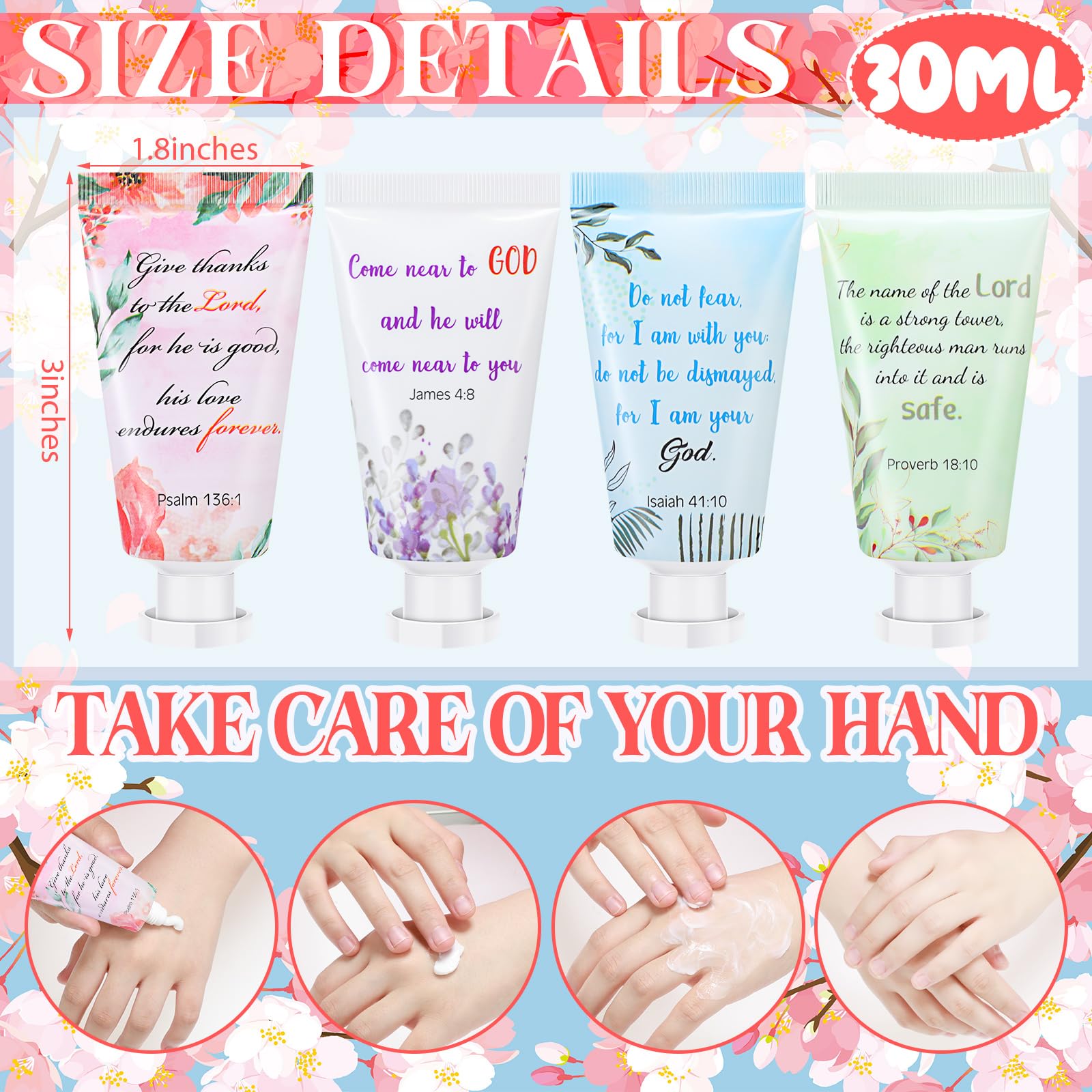 Landhoow 72-Pack Christmas Christian Hand Cream Gift Set | Bible Verse Lotion for Women