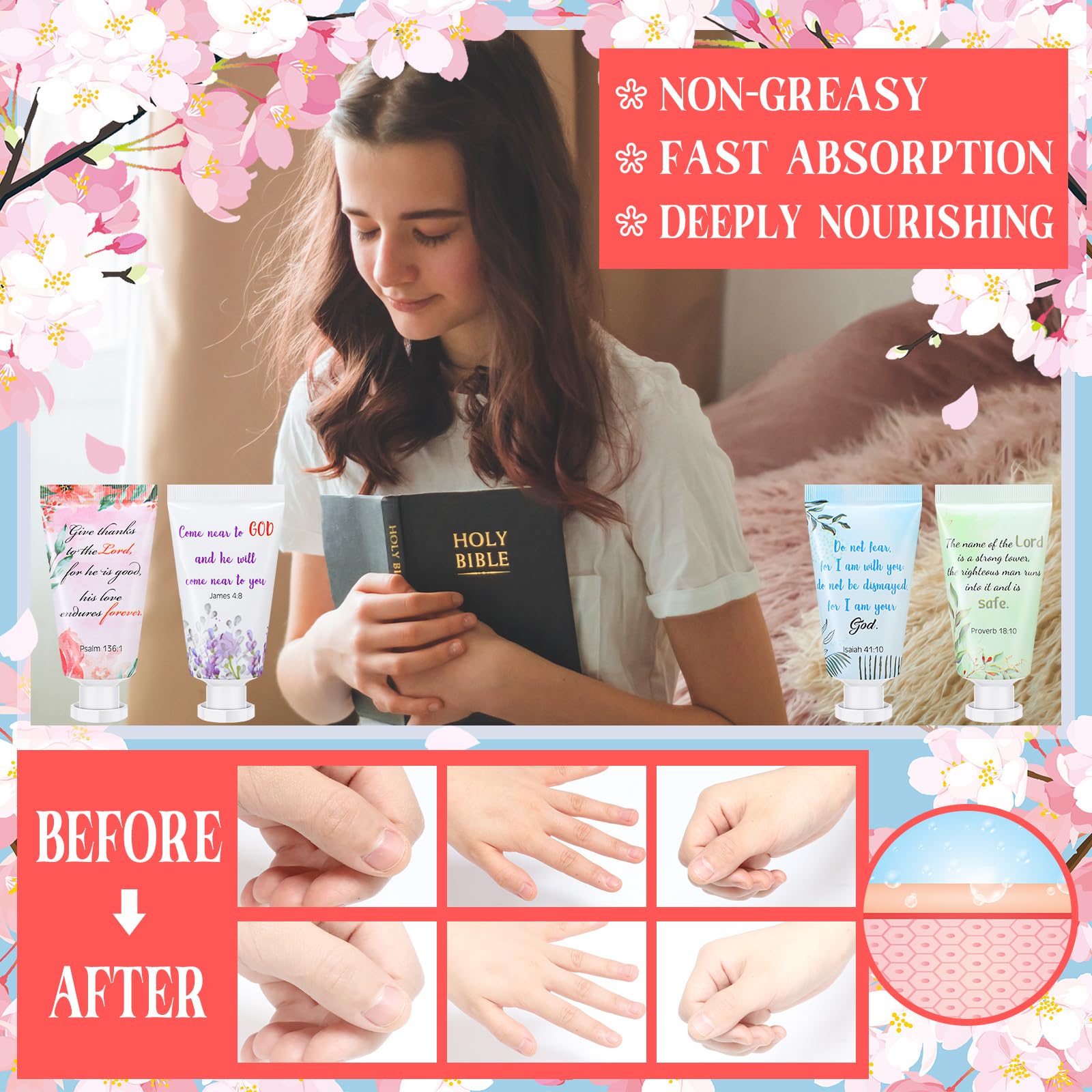Landhoow 24 Pack Christmas Christian Hand Cream Gift Set – Travel Size 30ml Lotions