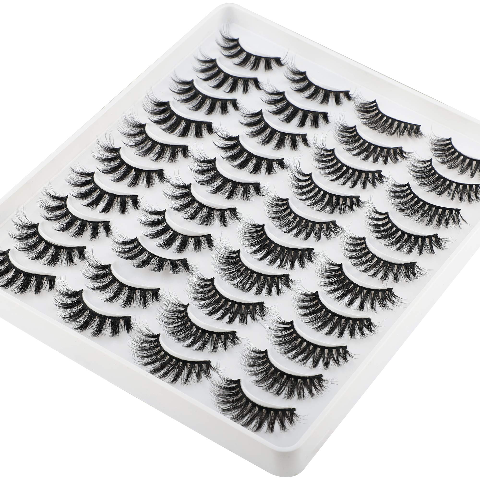 LANFLOWER Natural 3D Faux Mink Lashes Pack – 20 Pairs, 2 Styles, Handmade