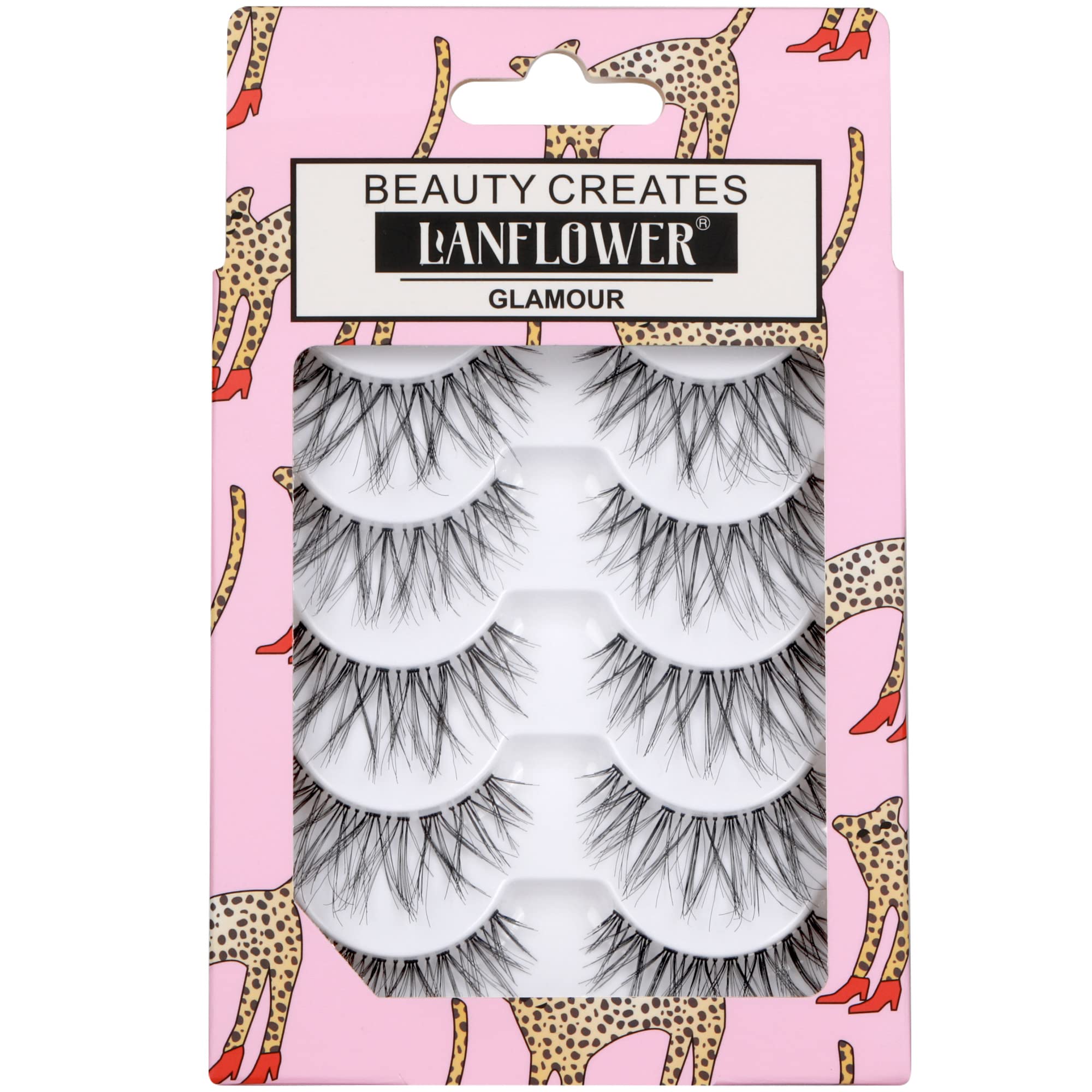 LANFLOWER Glamour False Eyelashes – Handmade, Reusable, 5 Pairs