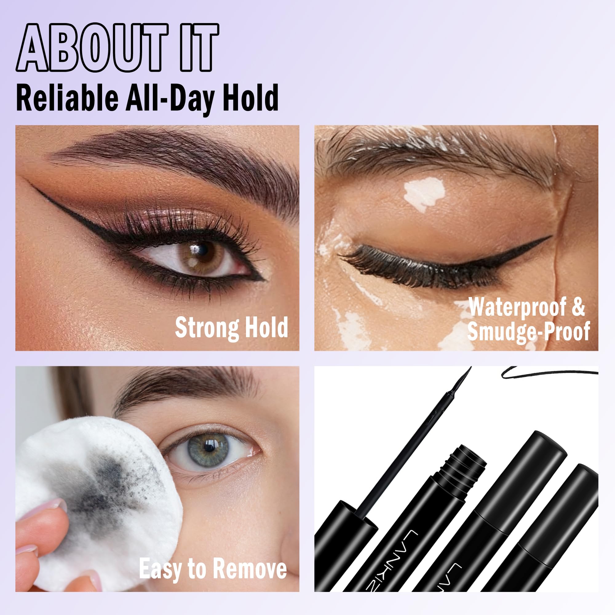 LANKIZ Magnetic Eyelash Glue & Liner – 3-Pack, Waterproof, Quick-Dry, Beginner Friendly