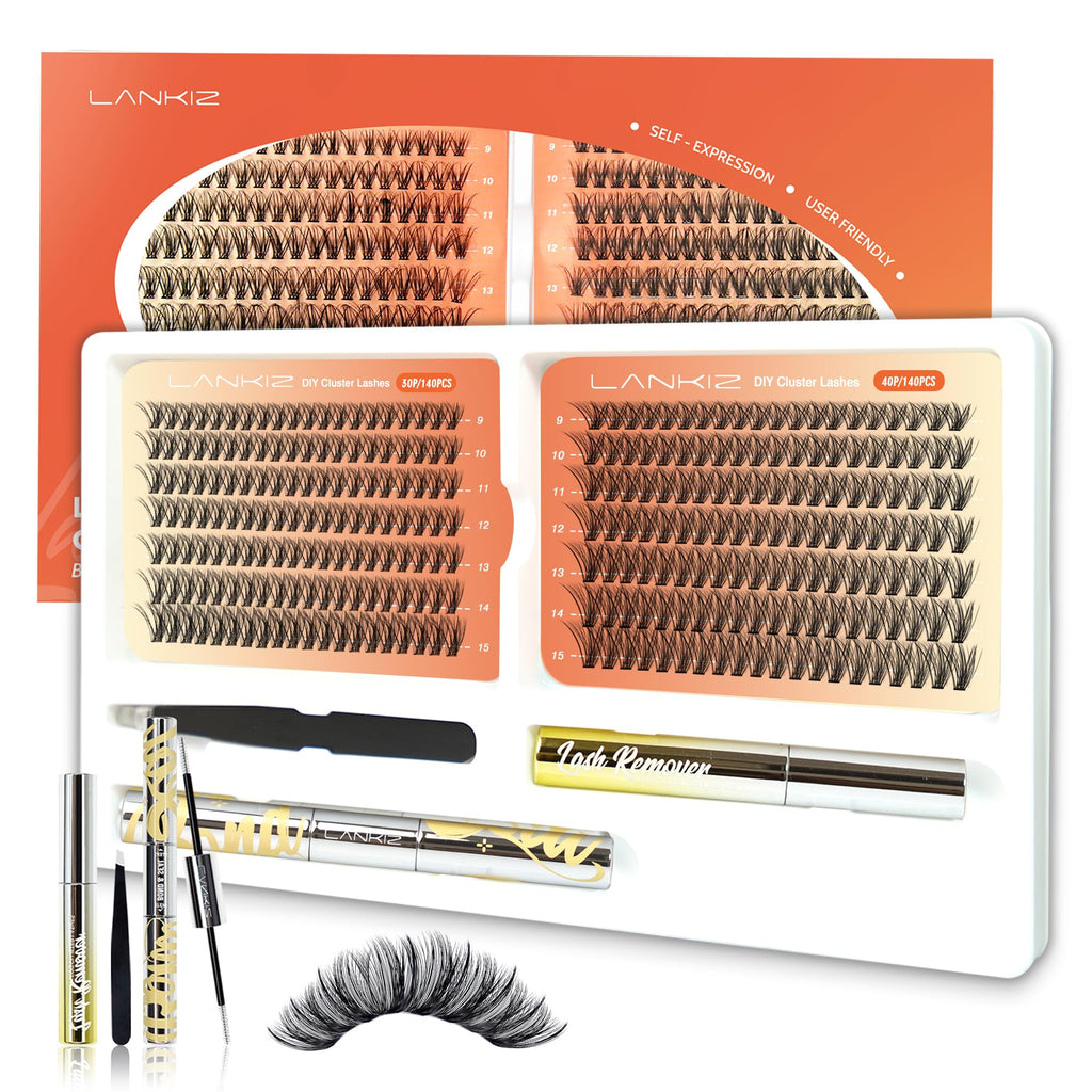 LANKIZ Lash Clusters Kit – DIY Lash Extensions, 280 pcs, 30D+40D C Curl