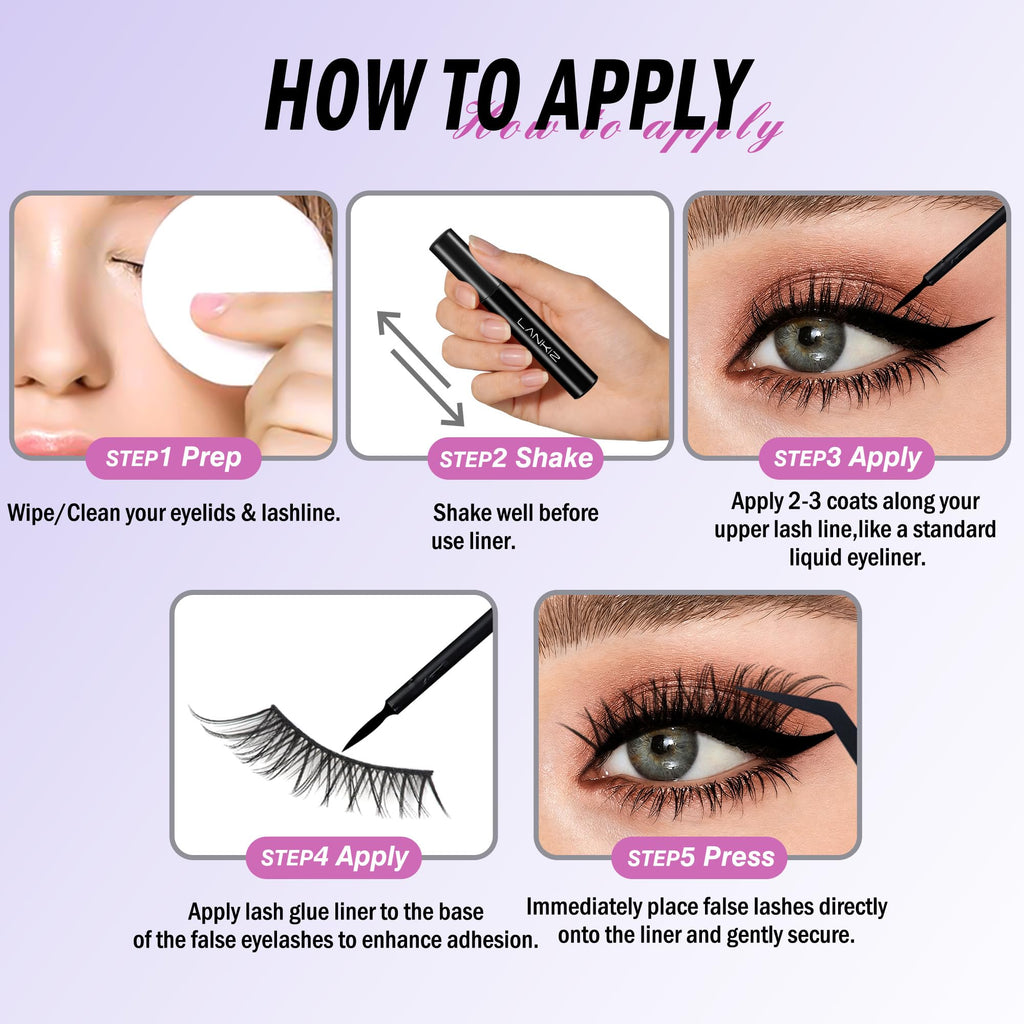 LANKIZ Magnetic Eyelash Glue & Liner – 3-Pack, Waterproof, Quick-Dry, Beginner Friendly
