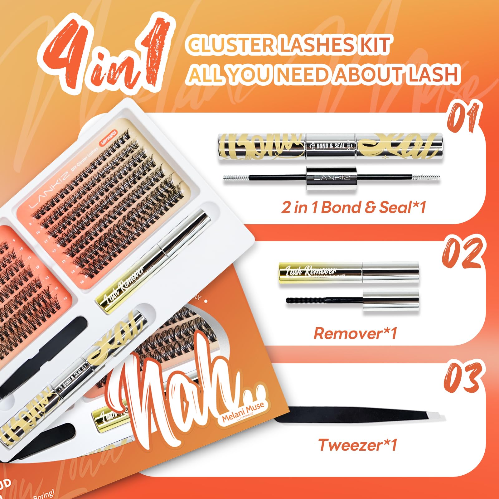 LANKIZ Lash Clusters Kit – DIY Lash Extensions, 280 pcs, 30D+40D C Curl