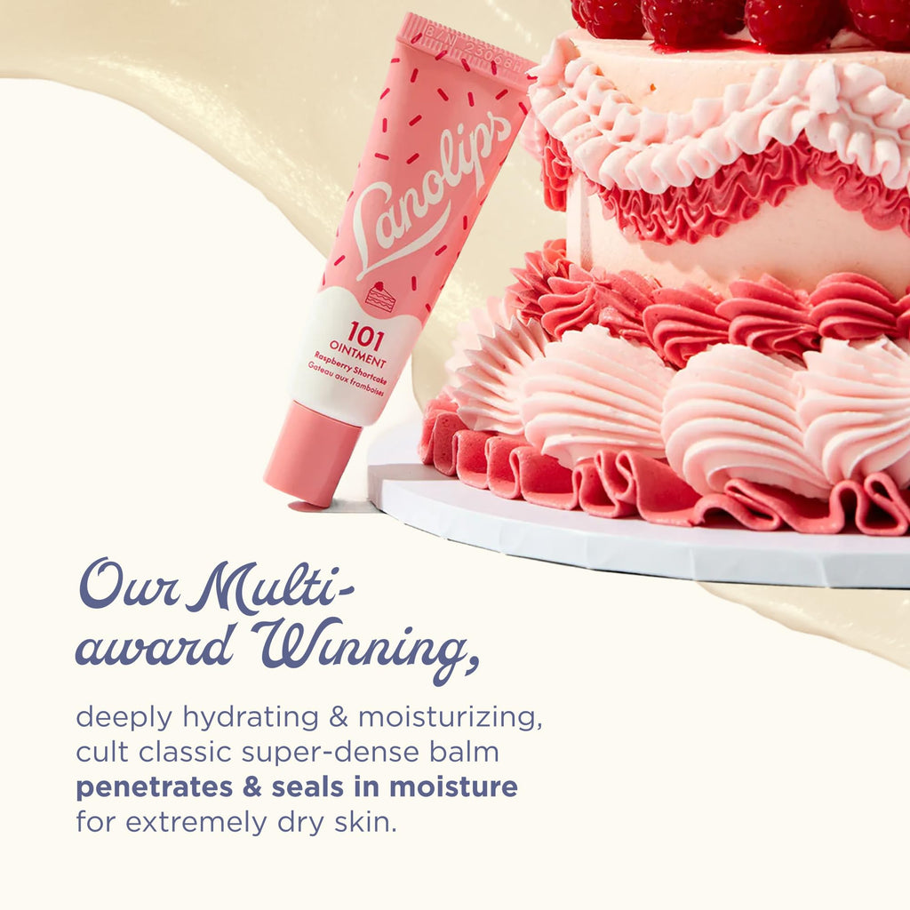 Lanolips 101 Ointment Raspberry Shortcake – Hydrating Lip Balm & Multi-Balm (0.52 oz)