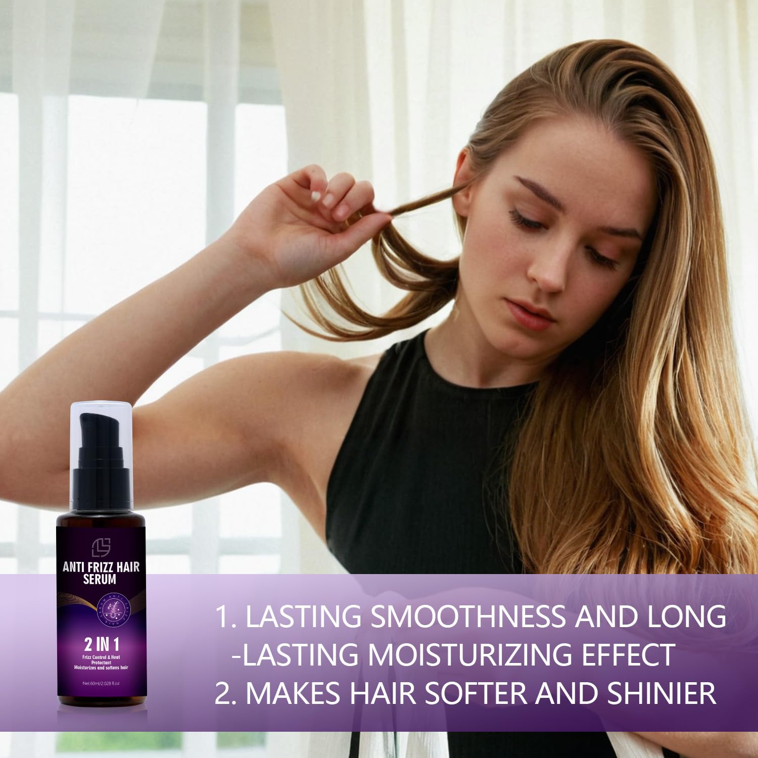 Lanthome Anti Frizz Hair Serum – 2in1 Frizz Control & Heat Protection | 60mL