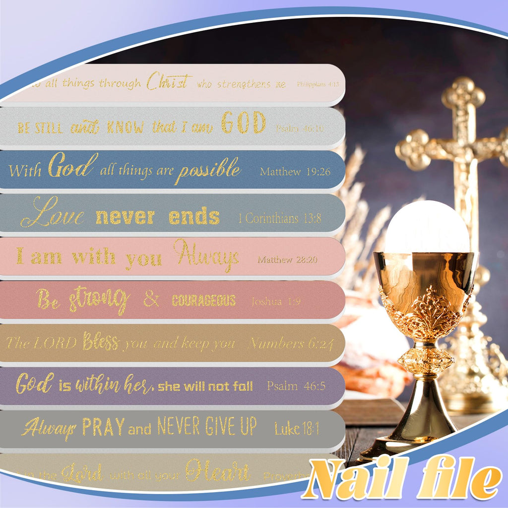 Lanties 50 Pack Christian Nail Files – Bible Verse Emery Boards for Gifts & Church Events