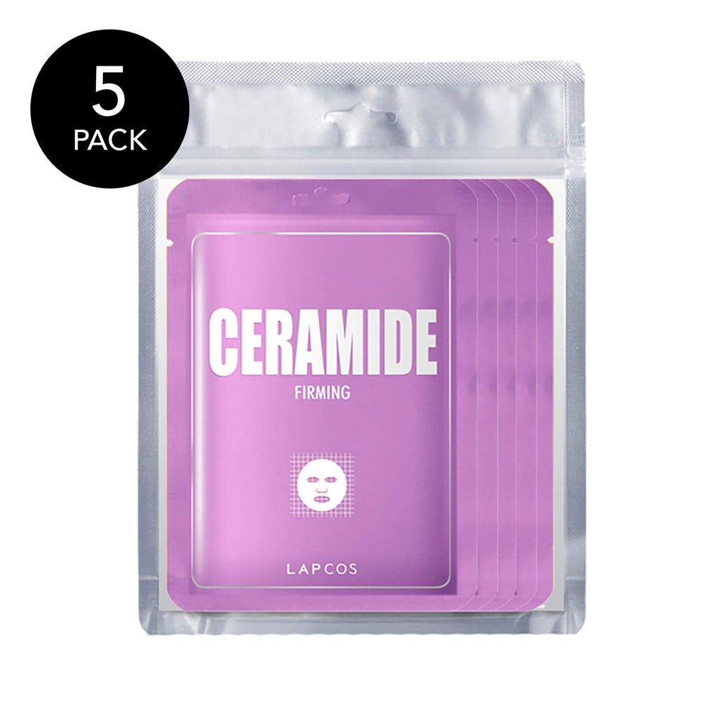 LAPCOS Ceramide Sheet Mask 5-Pack — Daily Moisture, Hydration & Firming
