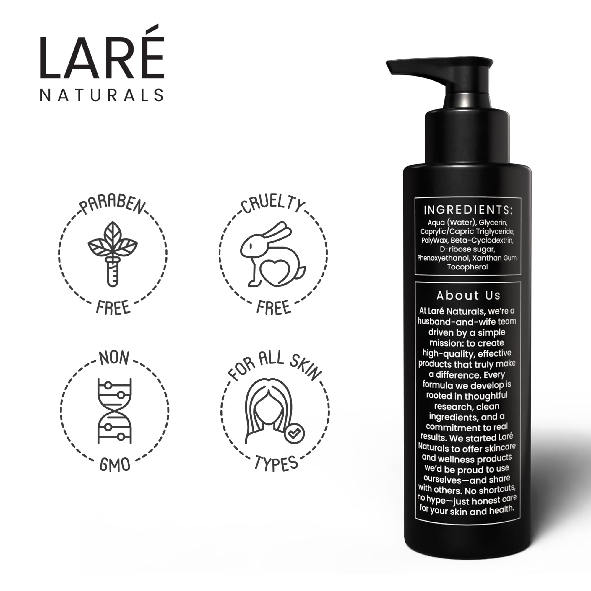 Laré Naturals Ribose Sugar Cream – Lightweight D-Ribose Moisturizer with Vitamin E, 8 oz Unscented