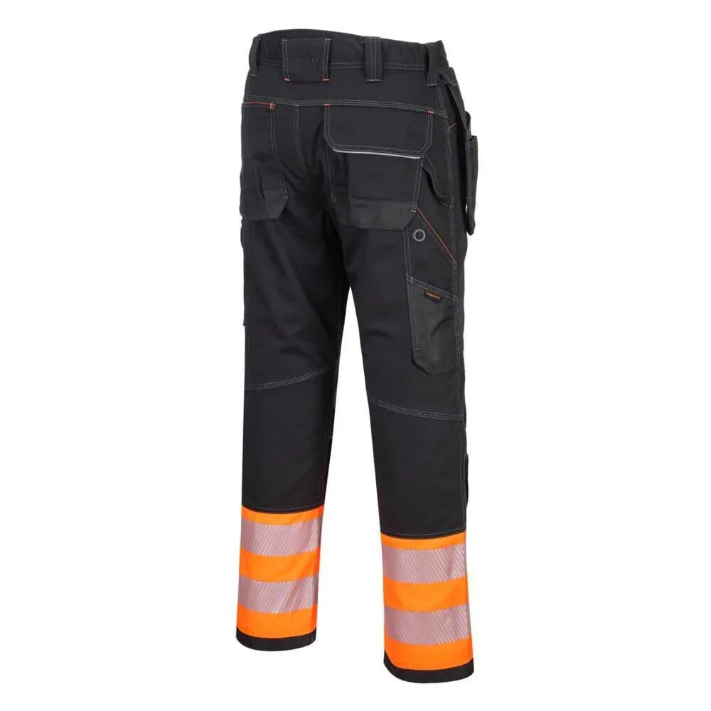 PORTWEST PW307 PW3 HI-VIS CLASS 1 HOLSTER POCKET TROUSERS Orange / Black - 32" Waist / 31" Regular Leg