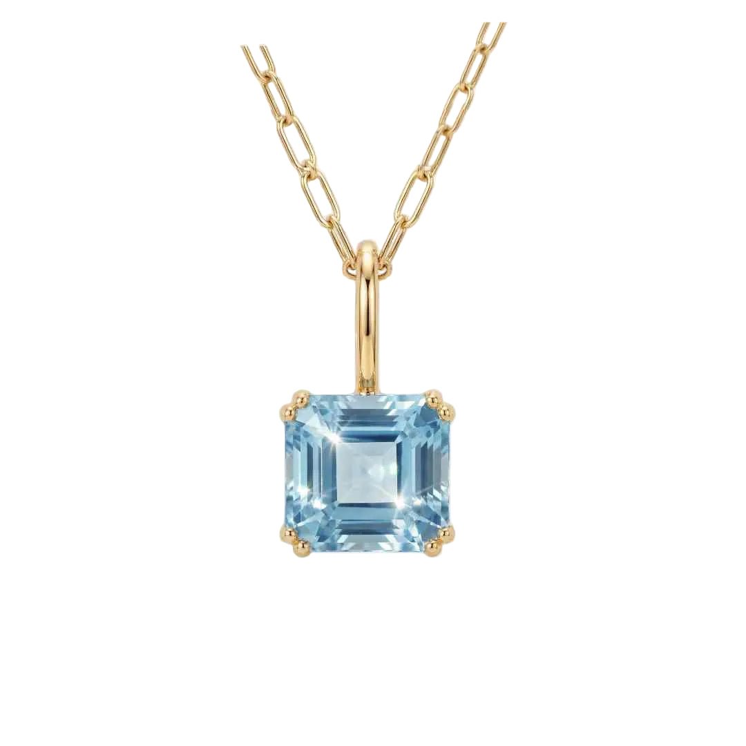 Large Gold Blue Topaz Necklace - Astrid