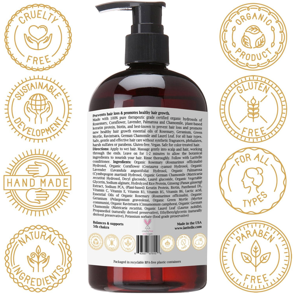 Laritelle Silk Velvet Organic Hair Loss Prevention Shampoo – Rosemary & Rice Protein | Made in California
