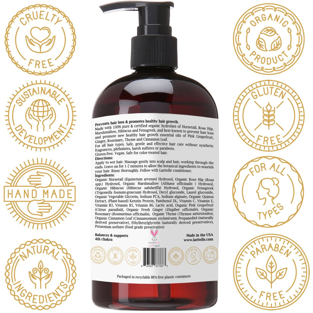 Laritelle Nature’s Love Organic Shampoo – 17.5 oz | Anti-Thinning Hair Growth, Color Safe, Made in California