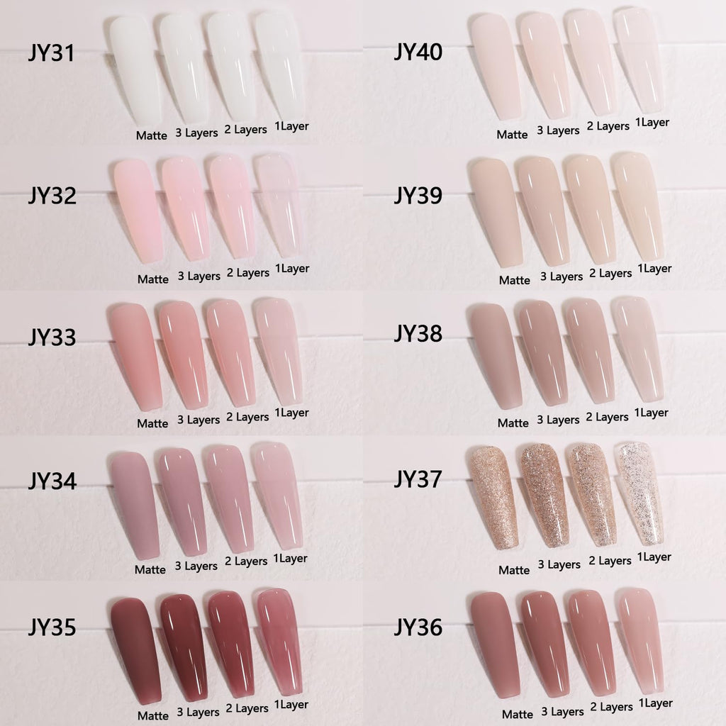 Larvall Beautpal Nude Gel Polish Kit — 10pc Jelly Nude Gel Set (7ml each) for DIY Manicure
