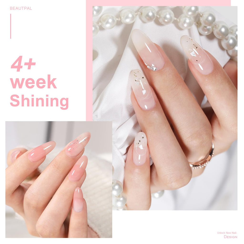 Larvall Beautpal Milky White Jelly Nude Gel Nail Polish Set – 10 Sheer Colors (7ml) for Natural-Look Manicures