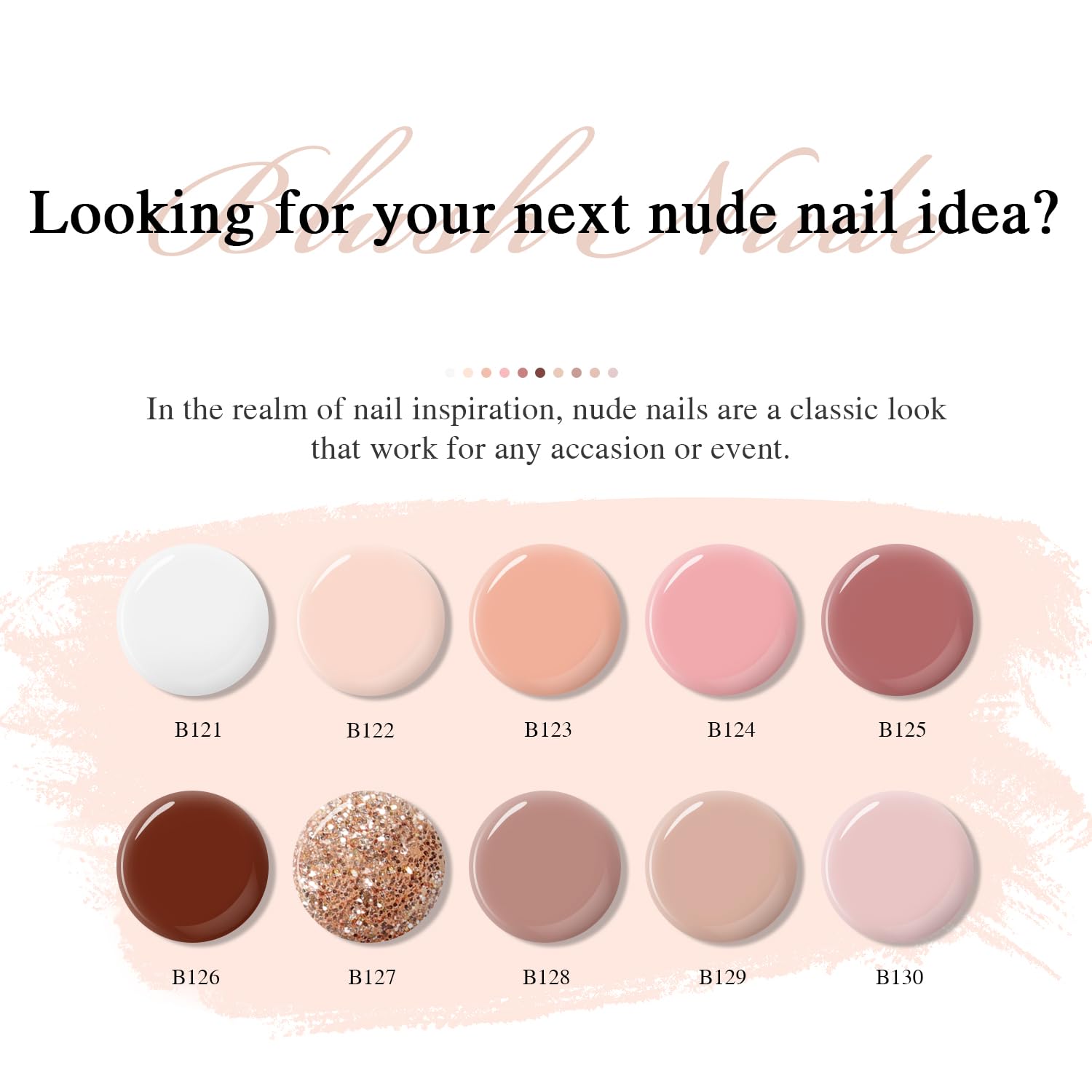 Larvall Beautpal Nude Gel Nail Polish Set – 10 Neutral Pink Nude Glitter Shades for At-Home Manicures