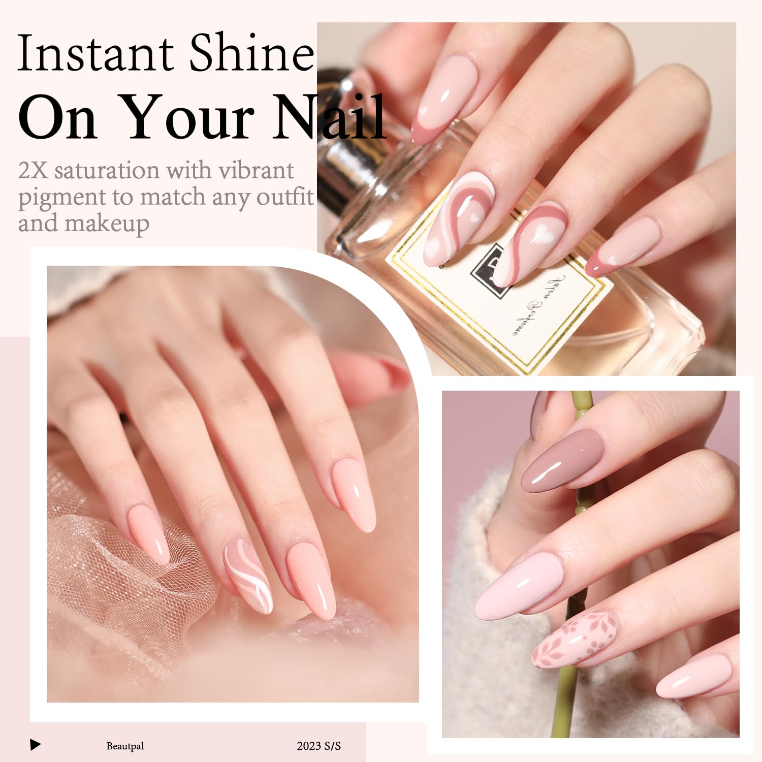Larvall Beautpal Nude Gel Nail Polish Set – 10 Neutral Pink Nude Glitter Shades for At-Home Manicures