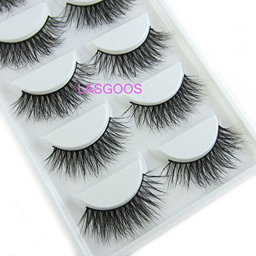 LASGOOS Luxurious 100% Mink Lashes 3D Eyelashes 12-16mm – Handmade, Cruelty-Free, 5 Pairs (A12)