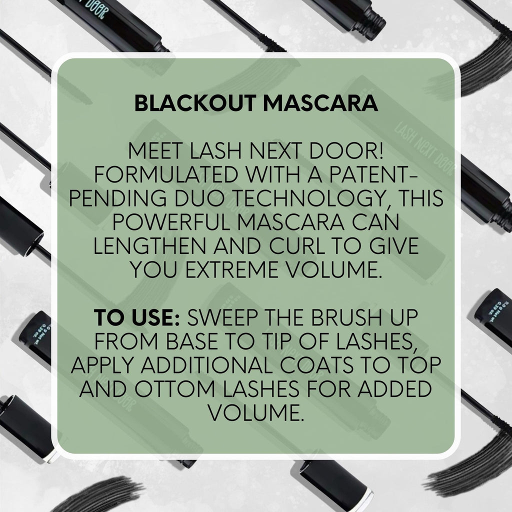 Lash Next Door Water Resistant Mascara – Black Volume & Length, Smudge-Proof, 2-Pack