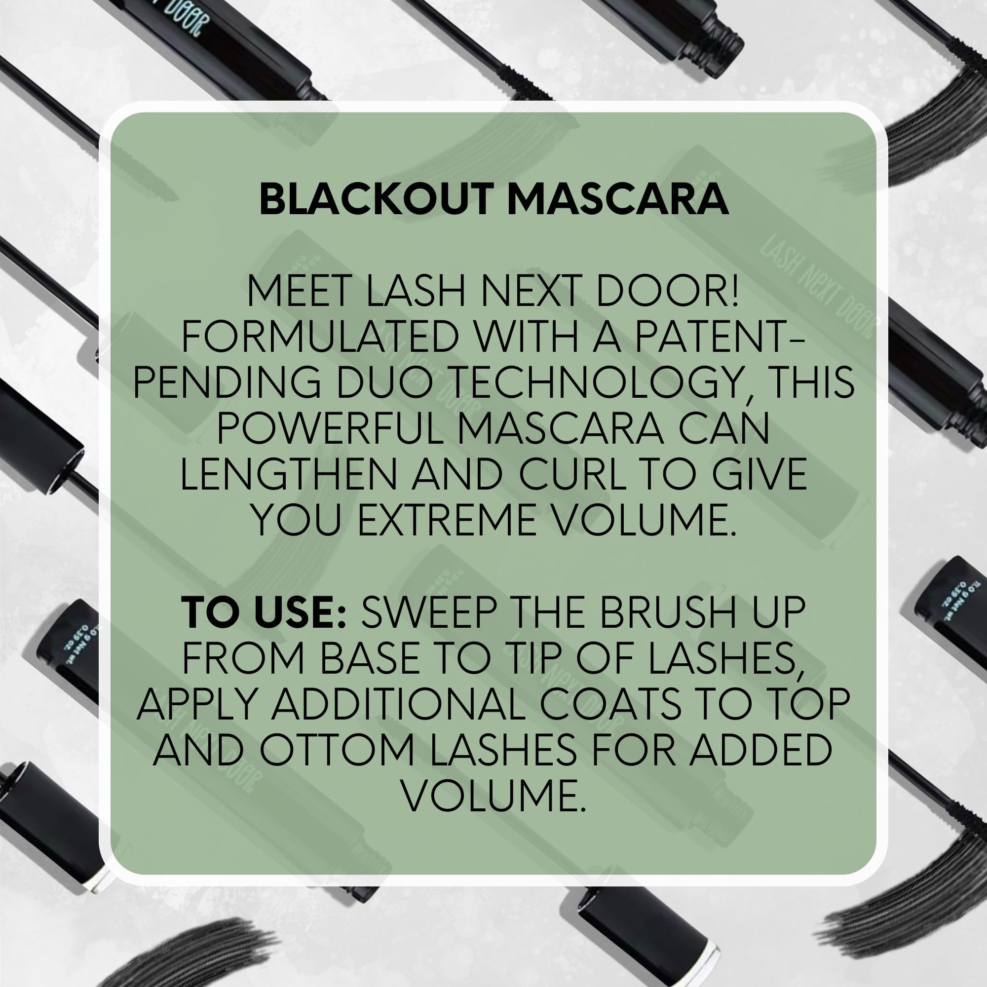 Lash Next Door Water Resistant Mascara – Black Volume & Length, Smudge-Proof, 2-Pack