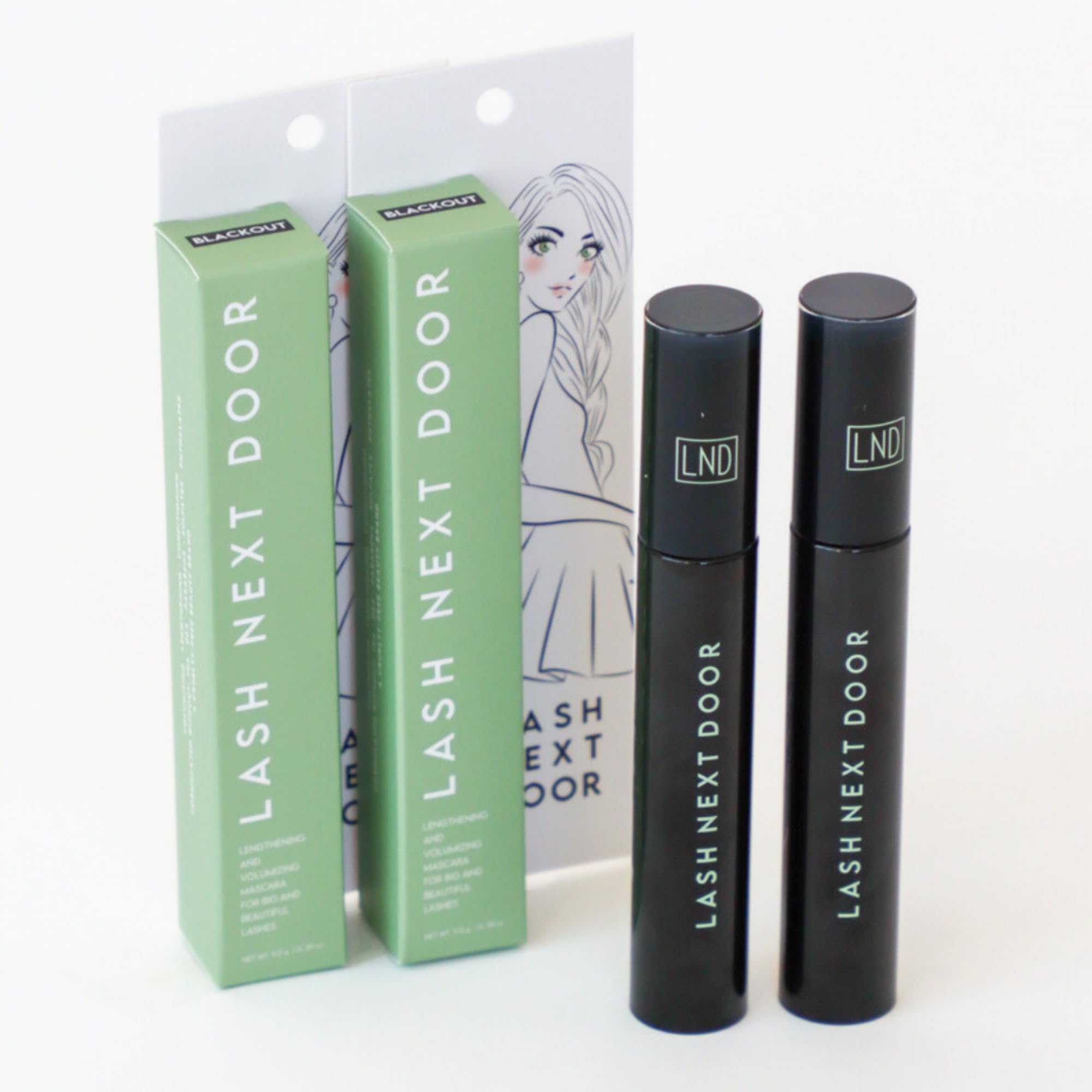 Lash Next Door Water Resistant Mascara – Black Volume & Length, Smudge-Proof, 2-Pack