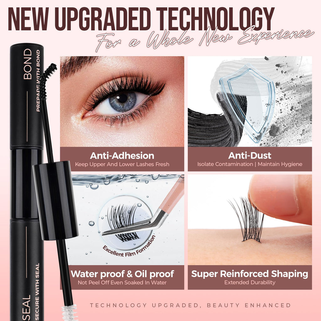 LASHVIEW Lash Glue Bond and Seal – 2-in-1 Waterproof Cluster Lash Adhesive for DIY Extensions