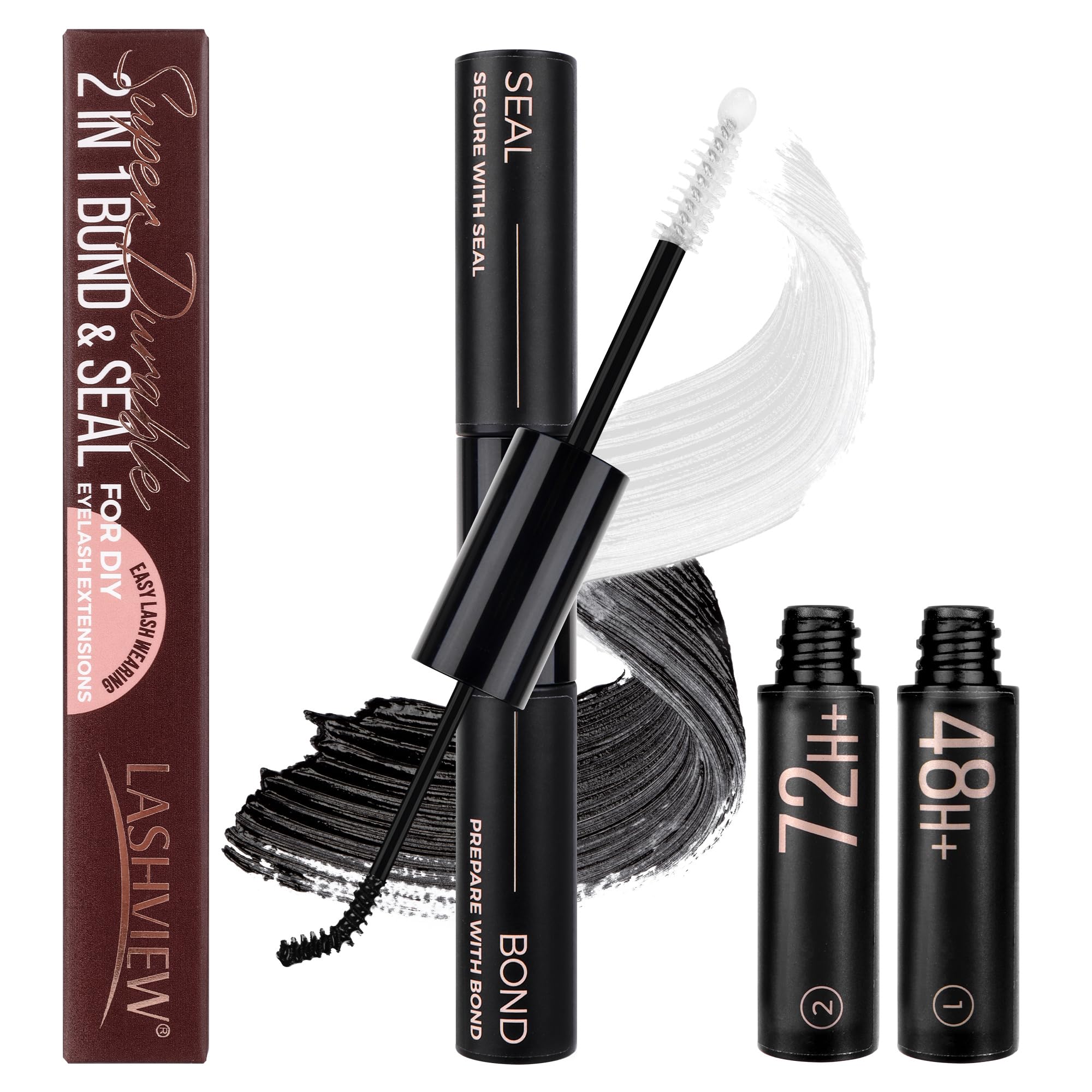 LASHVIEW Lash Glue Bond and Seal – 2-in-1 Waterproof Cluster Lash Adhesive for DIY Extensions