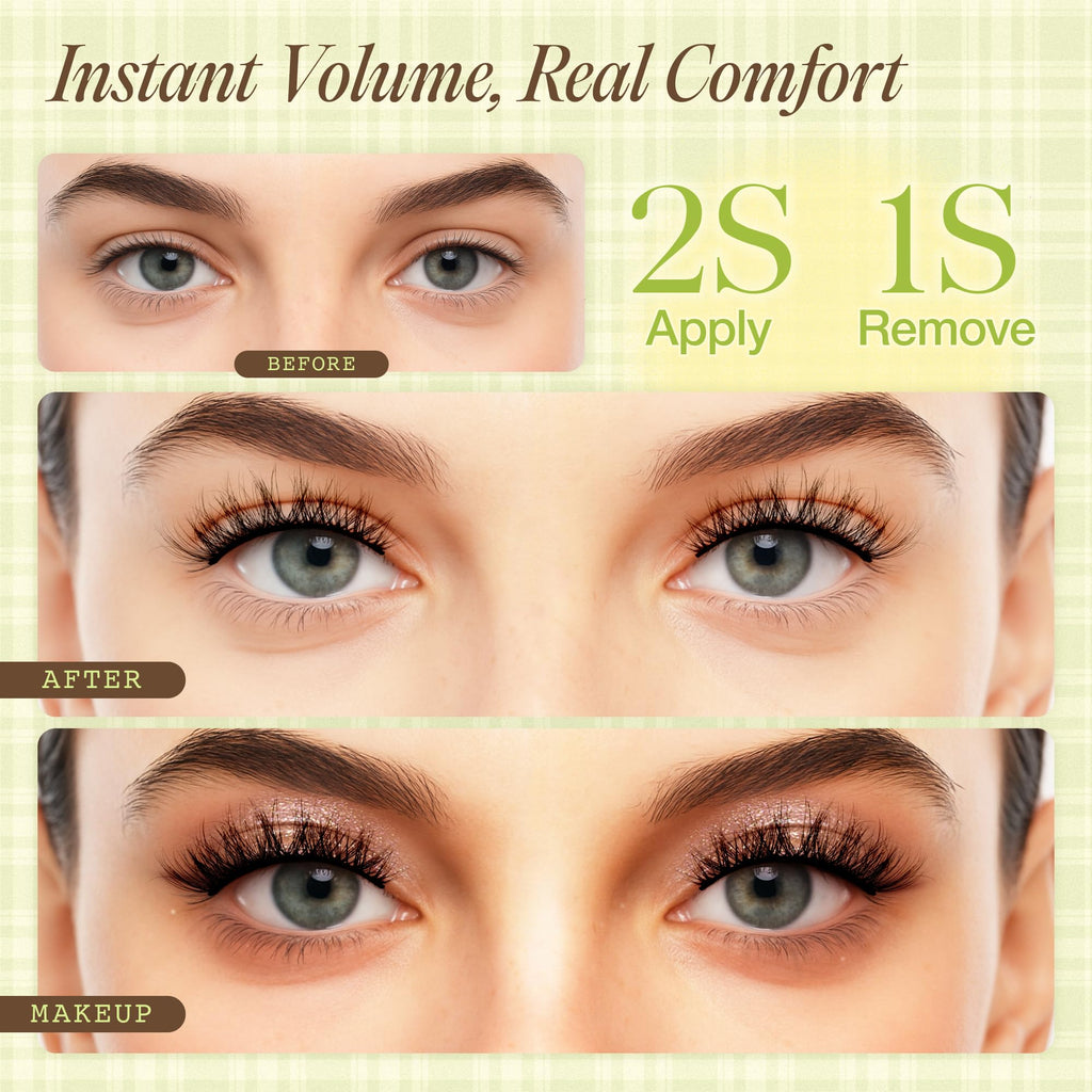 LASHVIEW Self Adhesive Eyelashes – Natural Look Press On Lashes, No Glue Needed, Reusable 5 Pairs (CV201)