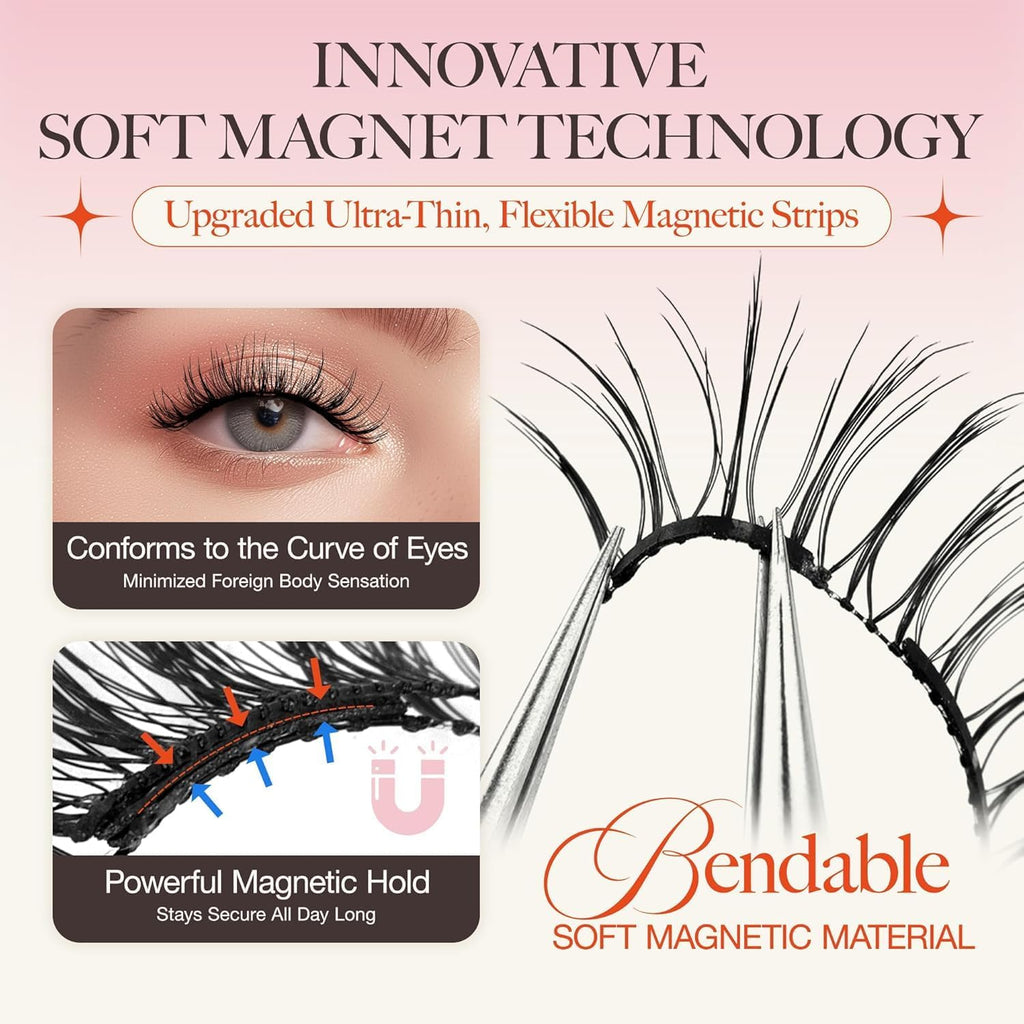 LASHVIEW Magnetic Eyelashes Natural Look RCM01-1 | Reusable Magnetic Lashes with Applicator