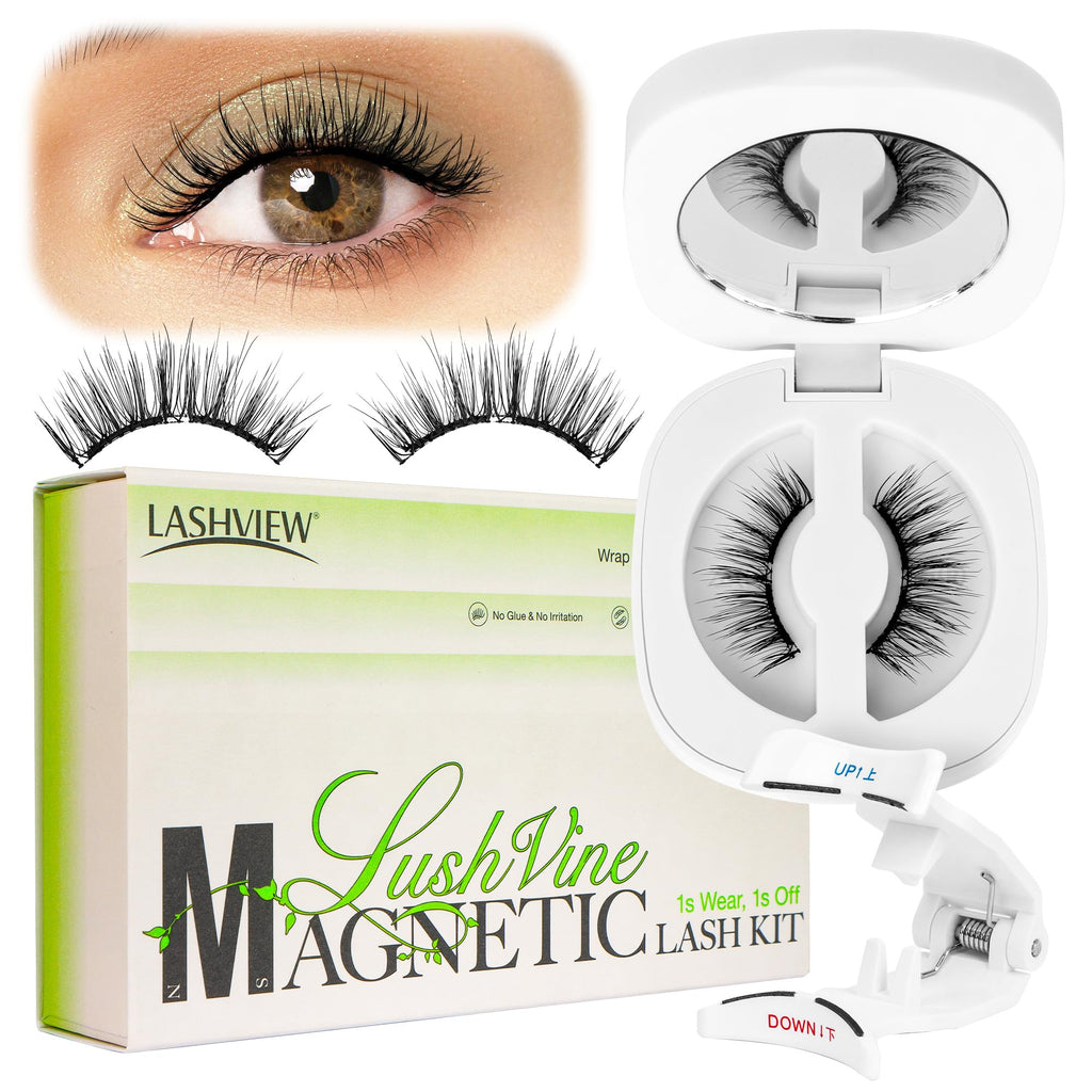 LASHVIEW Upgrade Soft Magnetic Eyelashes with Applicator – No Glue Needed, Reusable, All-Day Comfort