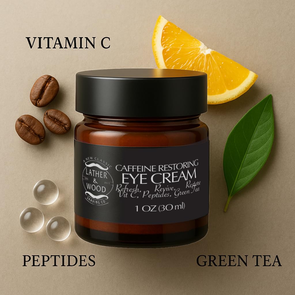 Lather & Wood Caffeine Restoring Eye Cream for Men – The Tiny Jar That Packs a Punch | 30ml