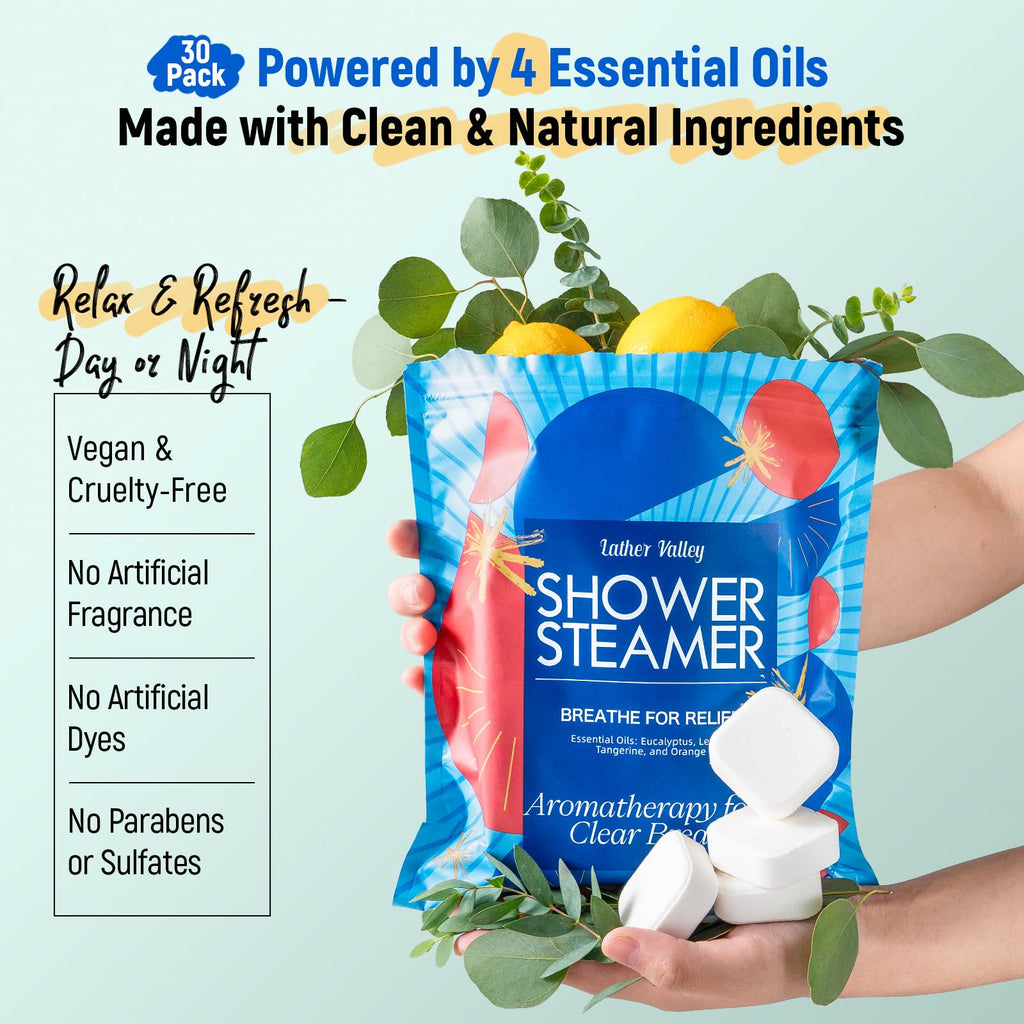 Lather Valley Shower Steamers Aromatherapy & Sport – 30 Pack with 100% Pure Essential Oils
