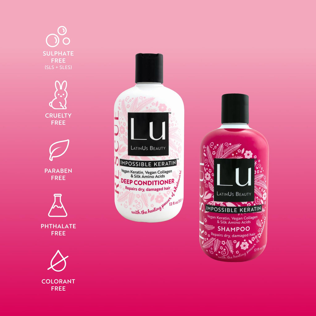 Lu by LatinUs Beauty Rescue Set – Repair & Restore Hair Care (Shampoo + Conditioner, 24 oz)