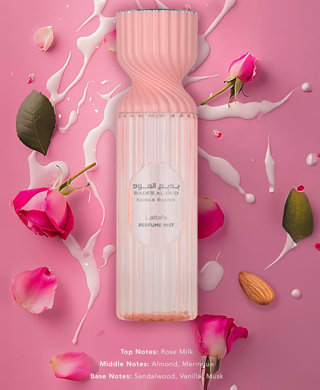 Lattafa Badee Al Oud Noble Blush Perfume Mist 250ml – Rose Milk, Almond & Vanilla